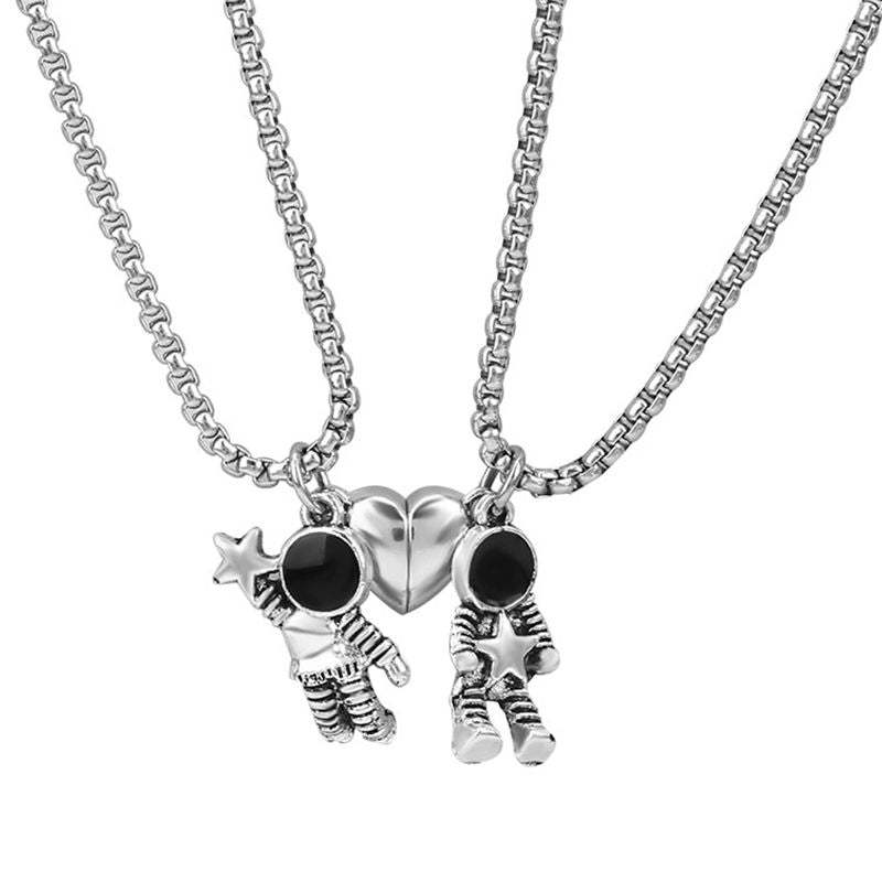 Mother's Day Magnetic Couple Necklace, Astronaut Matching Necklaces for Couples, Best Friend