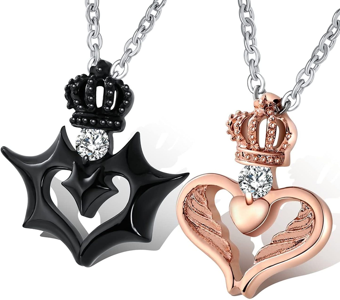 Mother's Day Gift King and Queen Crown Couple Necklace Pendant-Engravingift