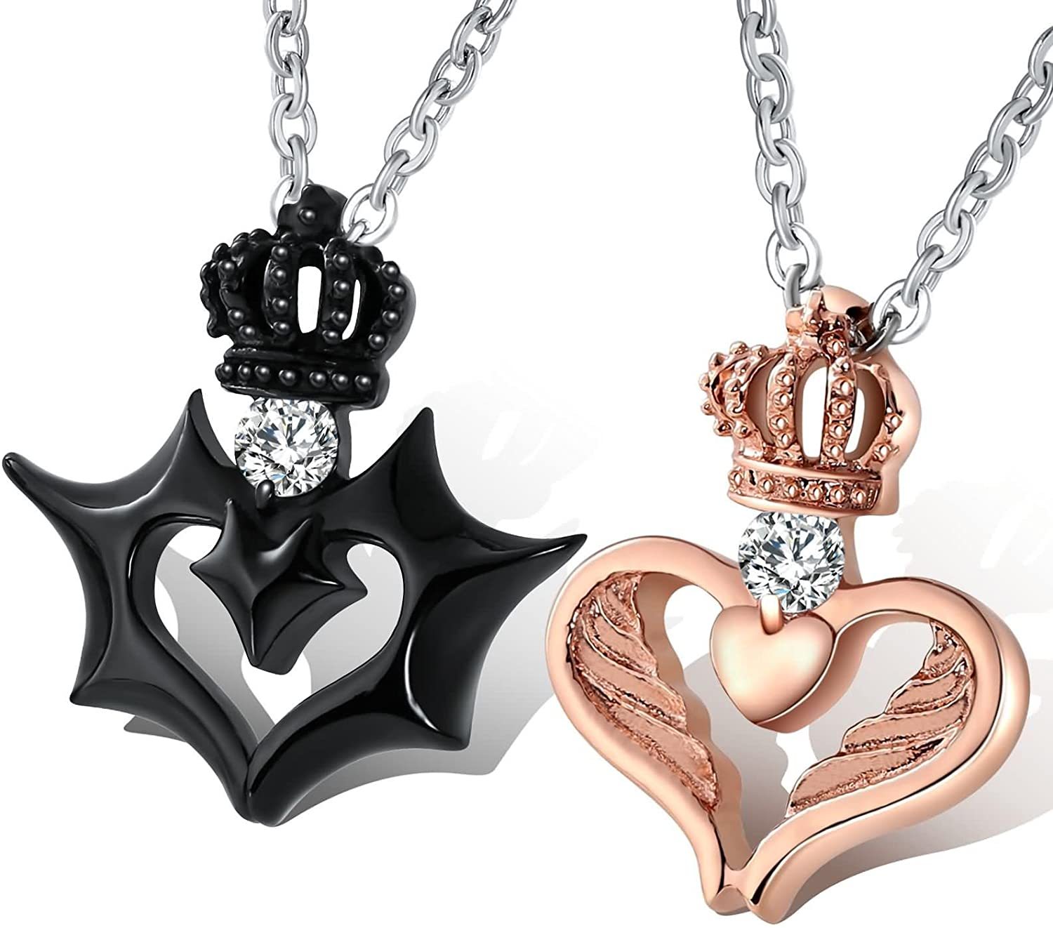 Mother's Day Gift King and Queen Crown Couple Necklace Pendant-Engravingift