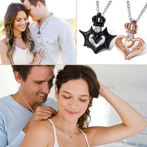 Mother's Day Gift  King and Queen Crown Couple Necklace Pendant-Engravingift