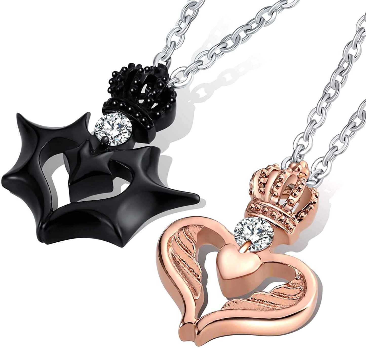 Mother's Day Gift King and Queen Crown Couple Necklace Pendant-Engravingift