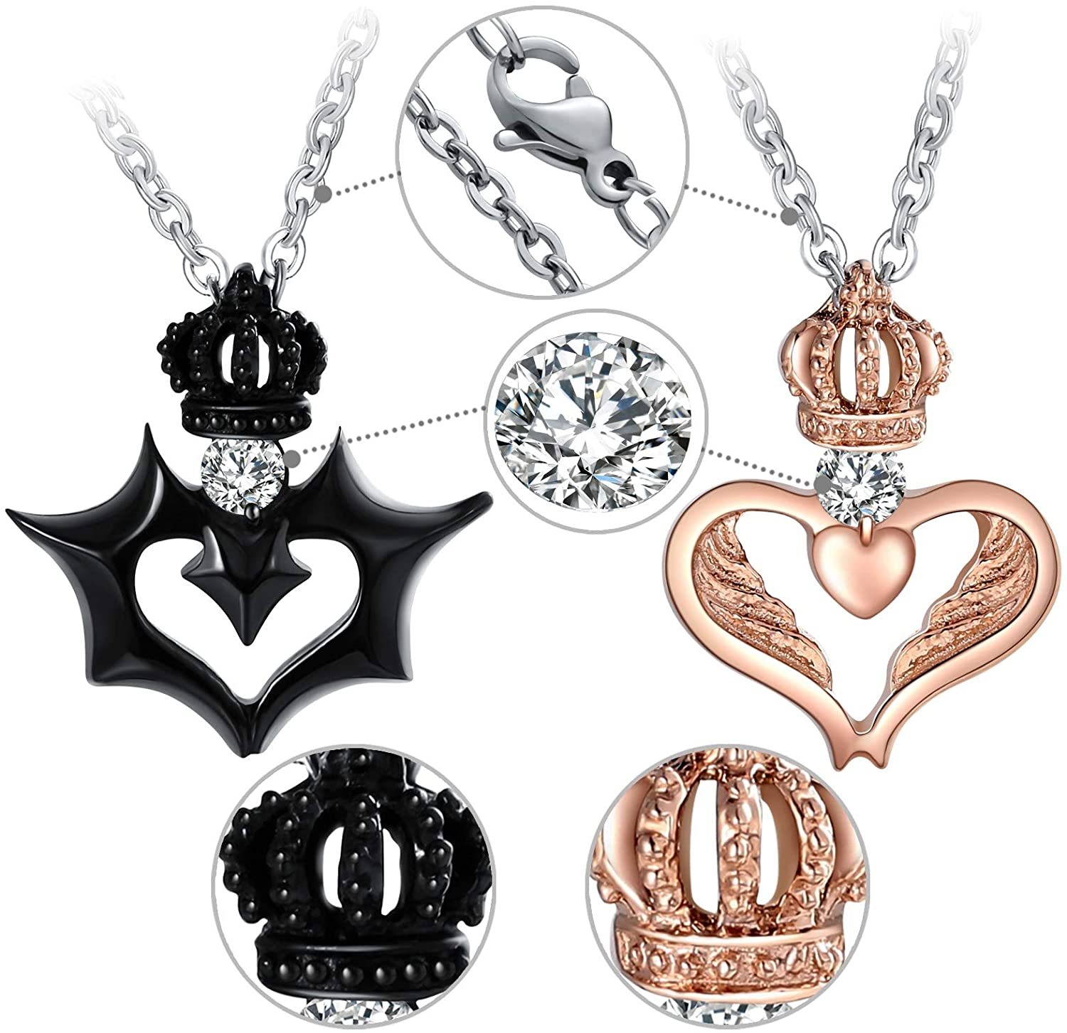 Mother's Day Gift King and Queen Crown Couple Necklace Pendant-Engravingift