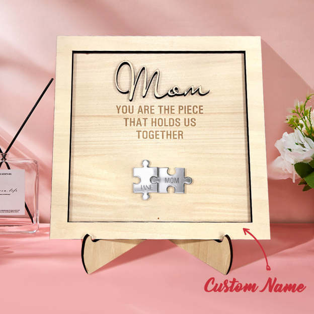 Mother's Day Gift Mom Puzzle Frame You Are The Piece That Holds Us Together Personalized Mom Puzzle Plaque Mother's Day Gifts-Engravingift