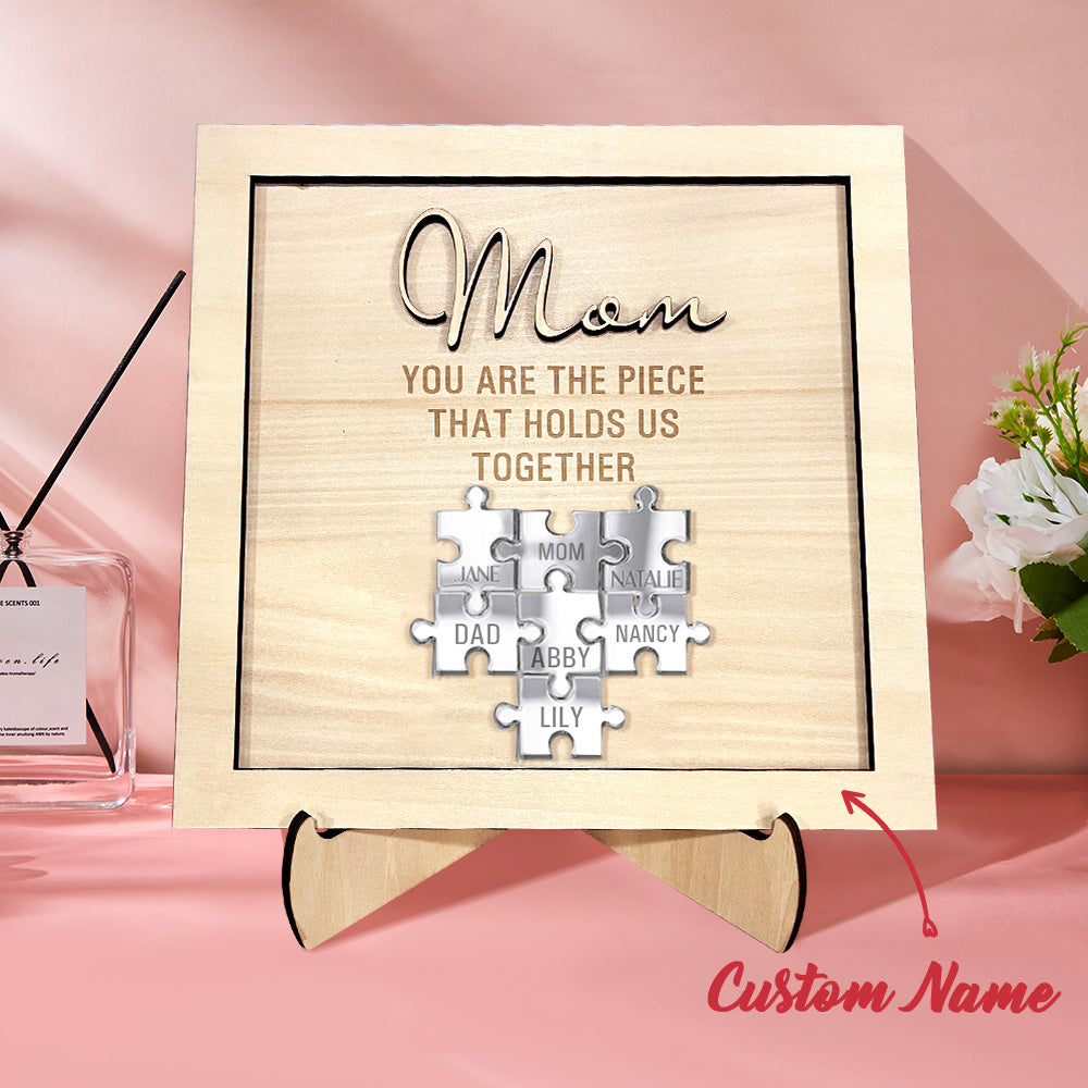 Mother's Day Gift Mom Puzzle Frame You Are The Piece That Holds Us Together Personalized Mom Puzzle Plaque Mother's Day Gifts-Engravingift