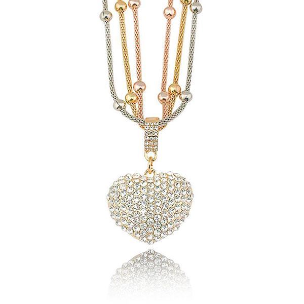 Mother's Day Gift Crystal Studded Heart Pendant Necklace-Engravingift