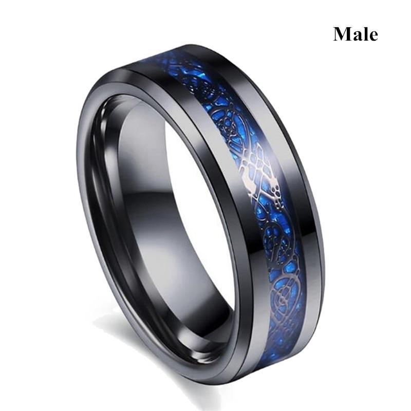 Valentine's Day Gift Wedding rings set his and hers-Couples Ring Set Clear Black & Blue Zirconia