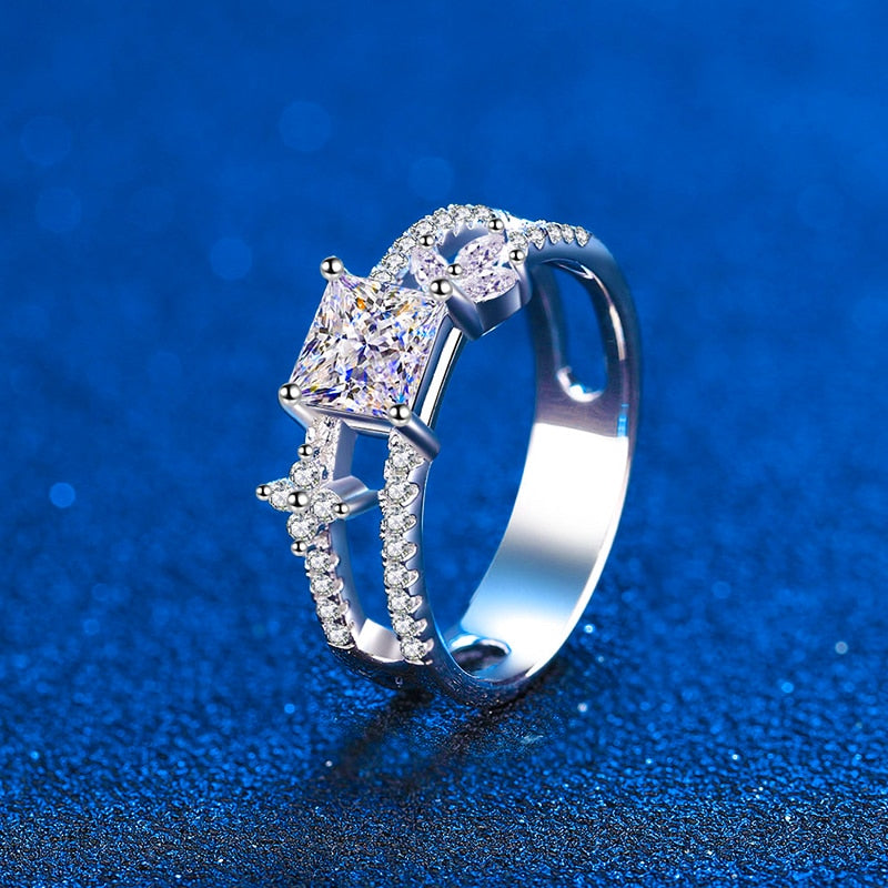 Luxury Moissanite Floral Vine VVS1 D Color Wedding Ring - 1013Bazaar