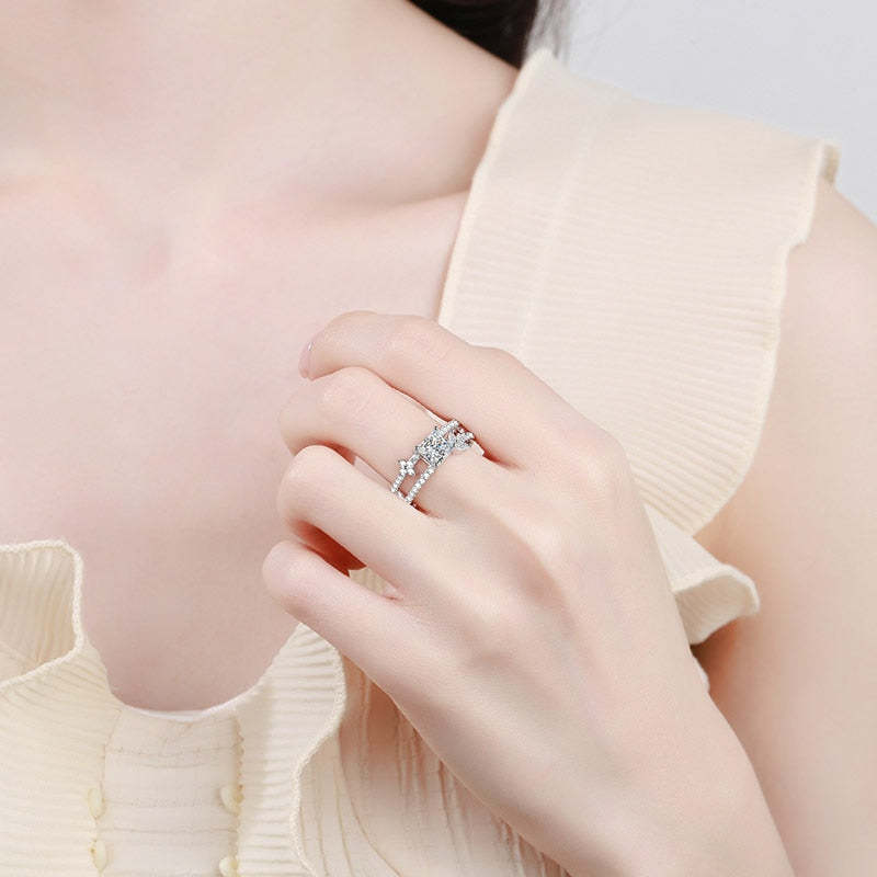 Luxury Moissanite Floral Vine VVS1 D Color Wedding Ring - 1013Bazaar