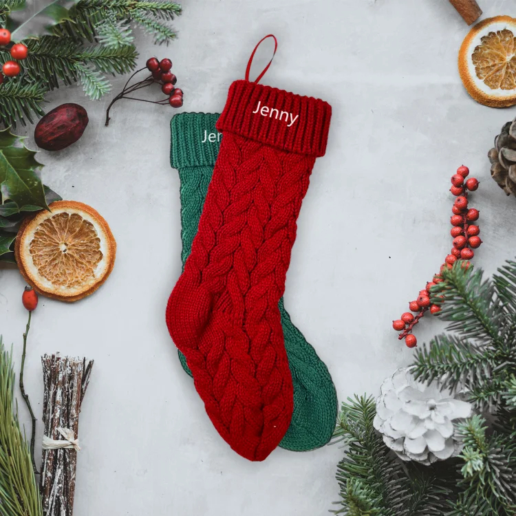 Christmas Needlepoint Stockings Personalized Name Knitting Stockings Decoration