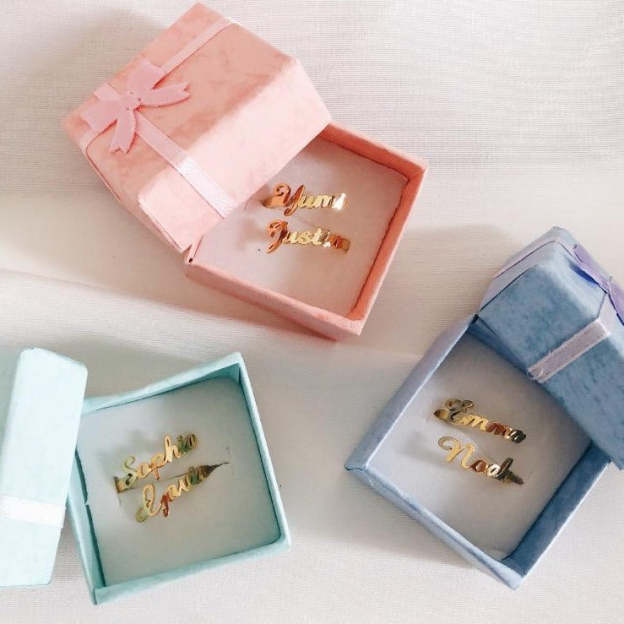 Mother's Day Day Gift Personalized Double Name Ring-Adjustable size-Engravingift
