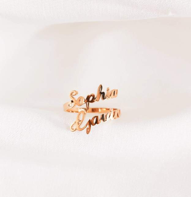 Mother's Day Day Gift Personalized Double Name Ring-Adjustable size-Engravingift
