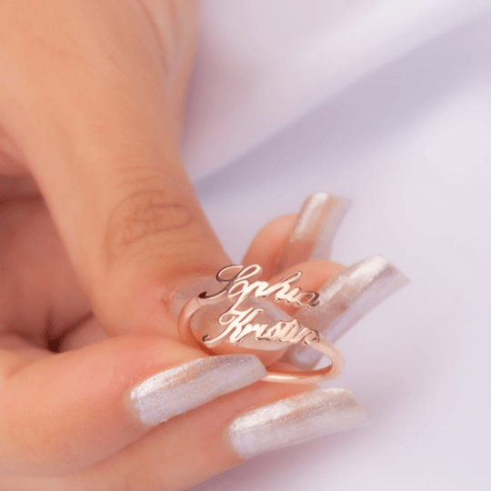 Mother's Day Day Gift Personalized Double Name Ring-Adjustable size-Engravingift