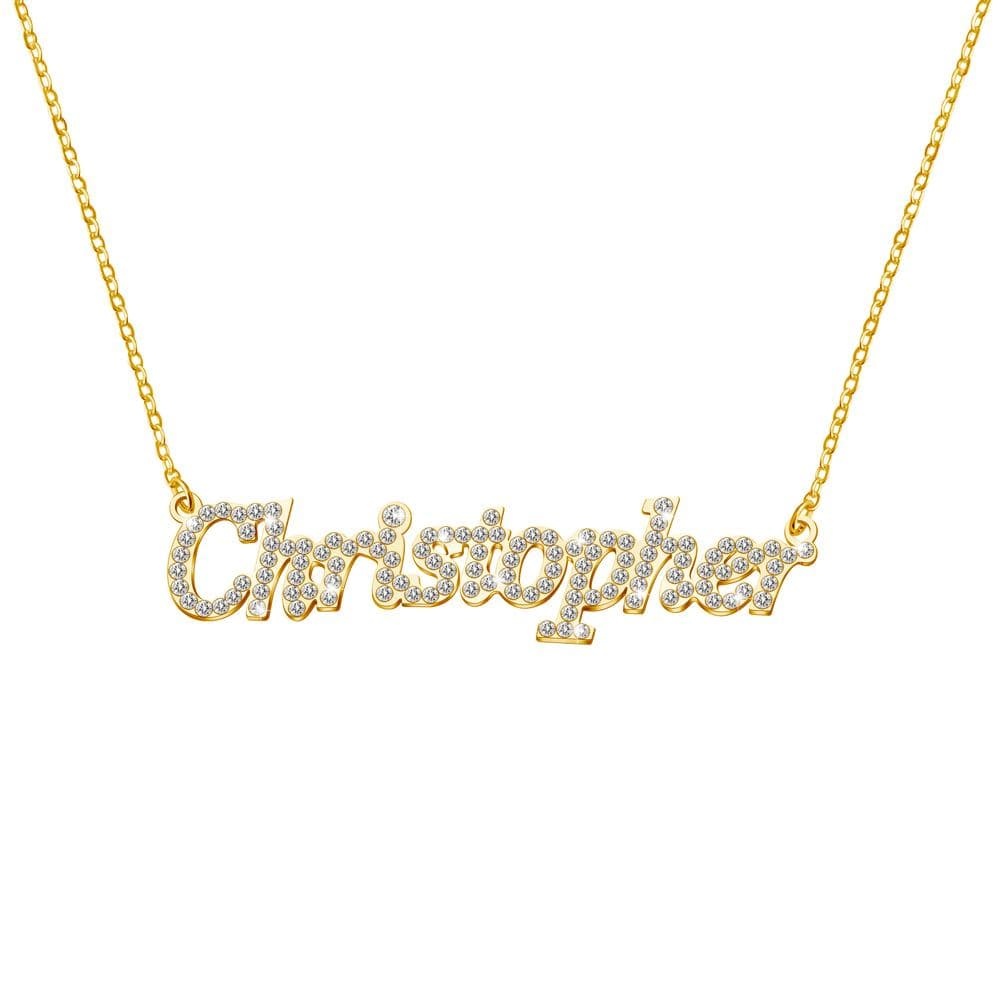 Christmas Gift Personalized Shiny Diamond Name Necklace