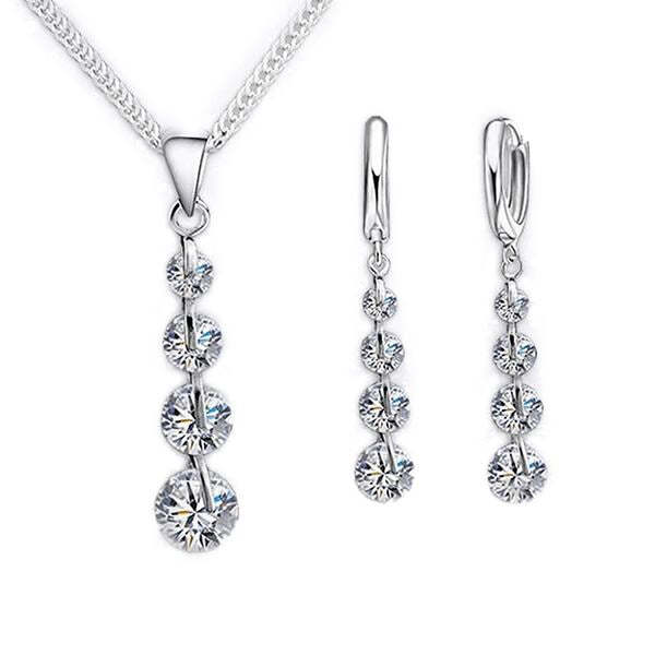 Mother's Day Gift Classic Sparkle Crystal Necklace & Earrings Set-Engravingift