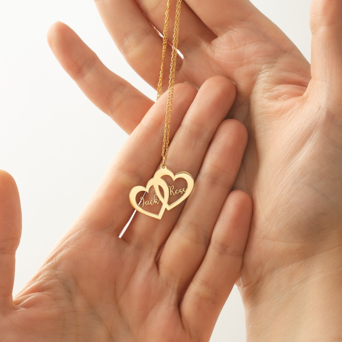 Couple Name Heart Personalized Two Names Necklace
