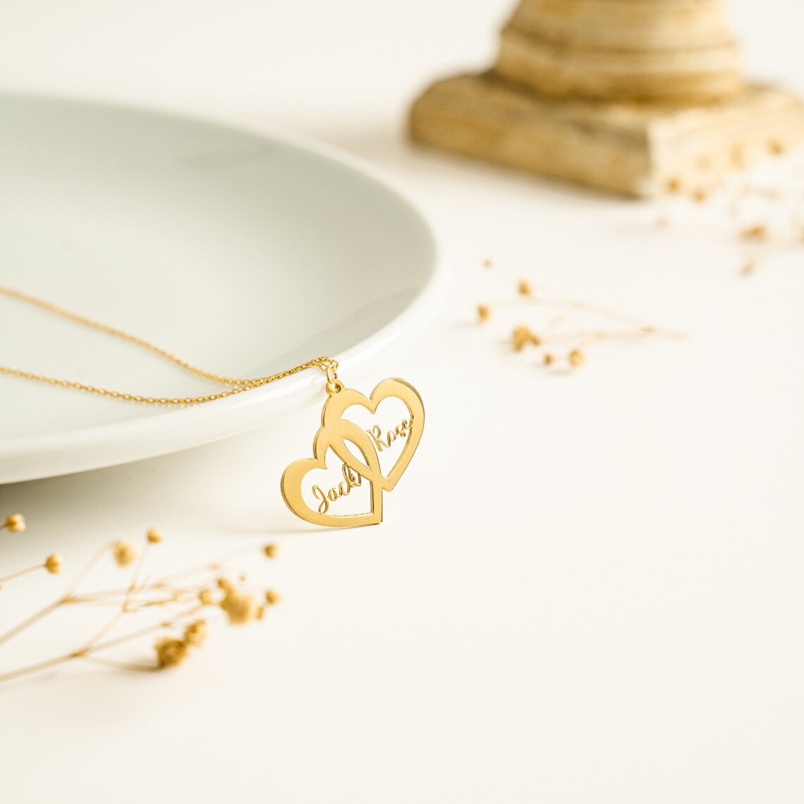 Couple Name Heart Personalized Two Names Necklace