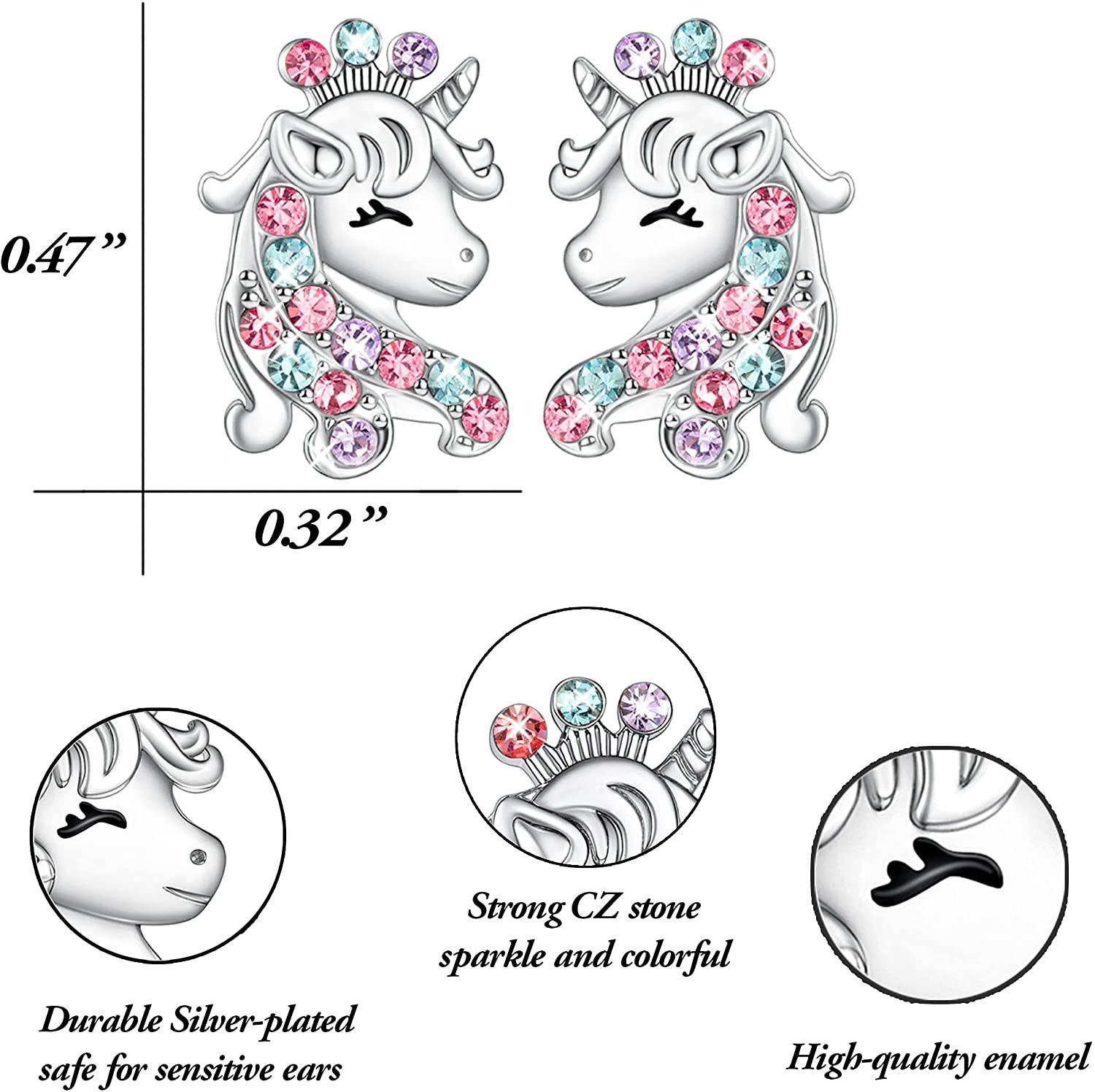 Christmas Gift Unicorn Earrings with Zircon You Are Magical-Engravingift