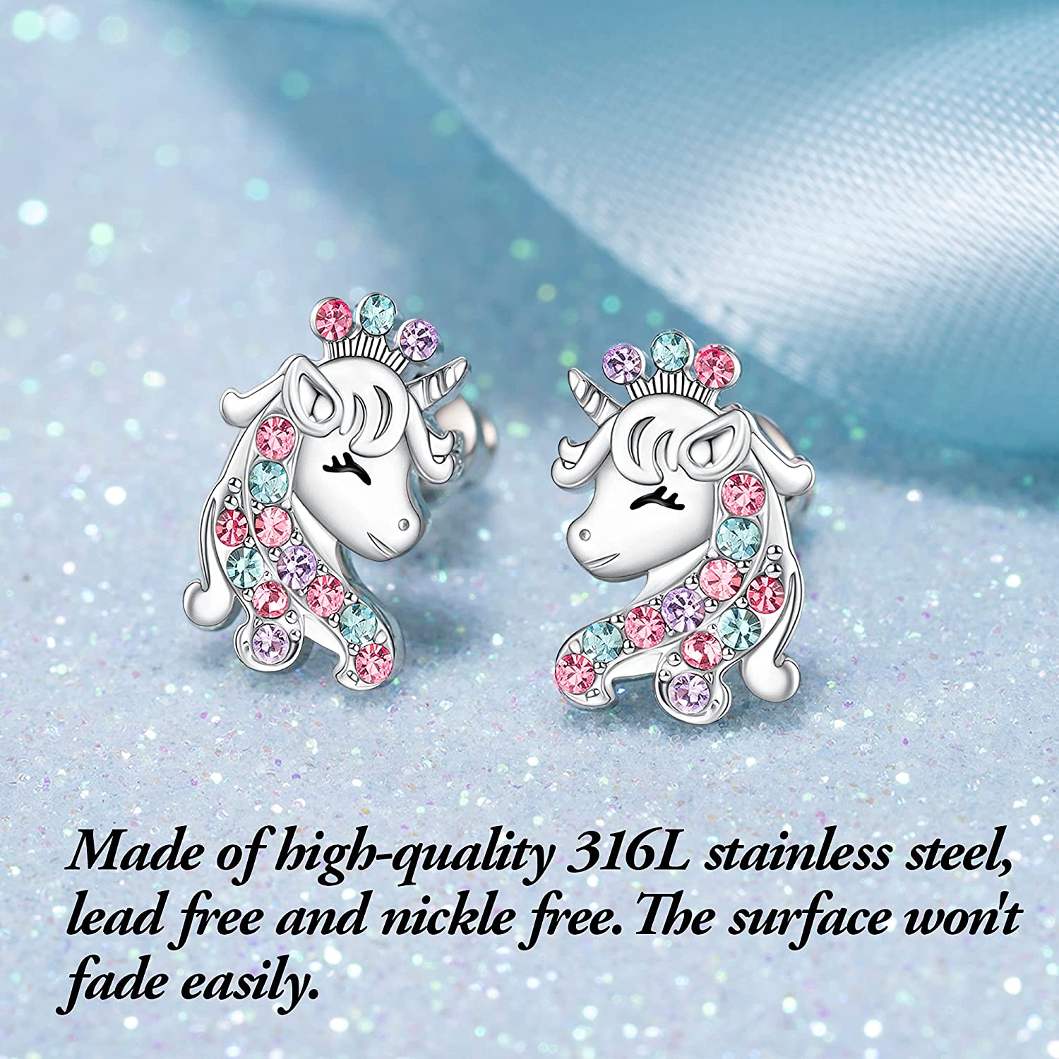 Christmas Gift Unicorn Earrings with Zircon You Are Magical-Engravingift