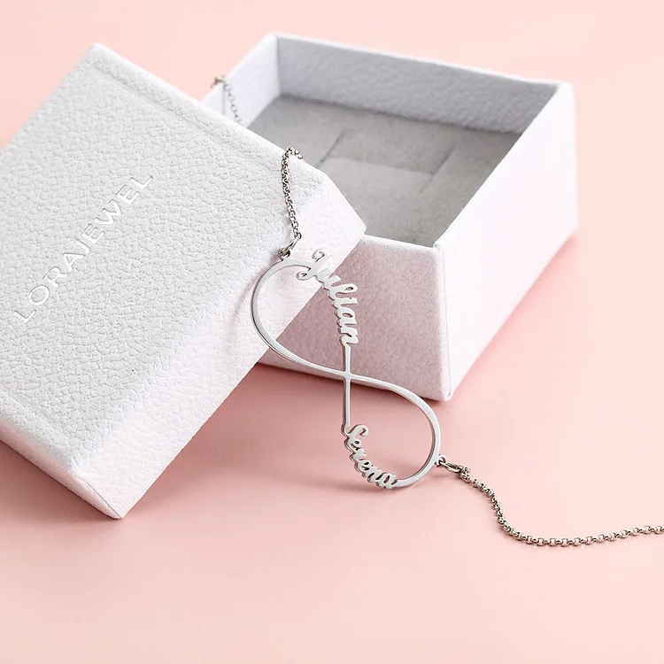 Personalized Infinity 2 Names Name Necklaces