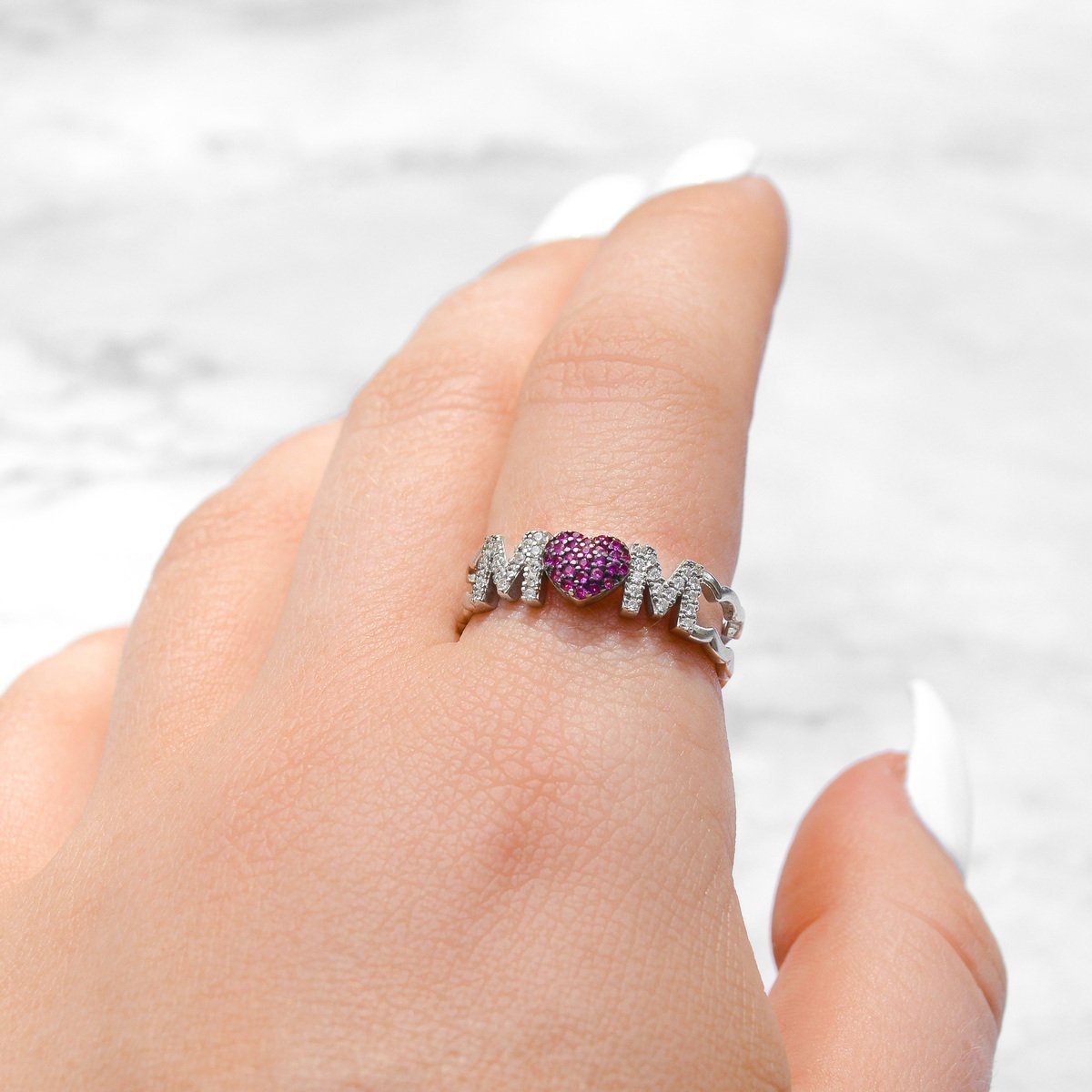 Mother's Day Gift Mom Love - Pave Crystal Mom Ring-Engravingift