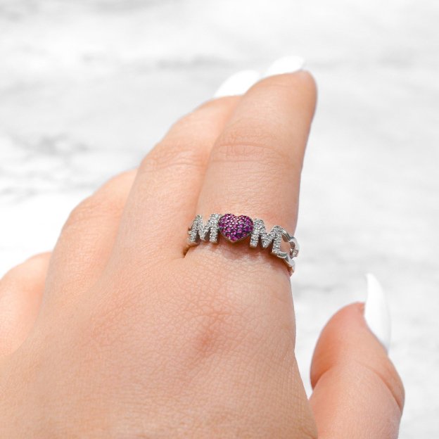 Mother's Day Gift Mom Love - Pave Crystal Mom Ring-Engravingift