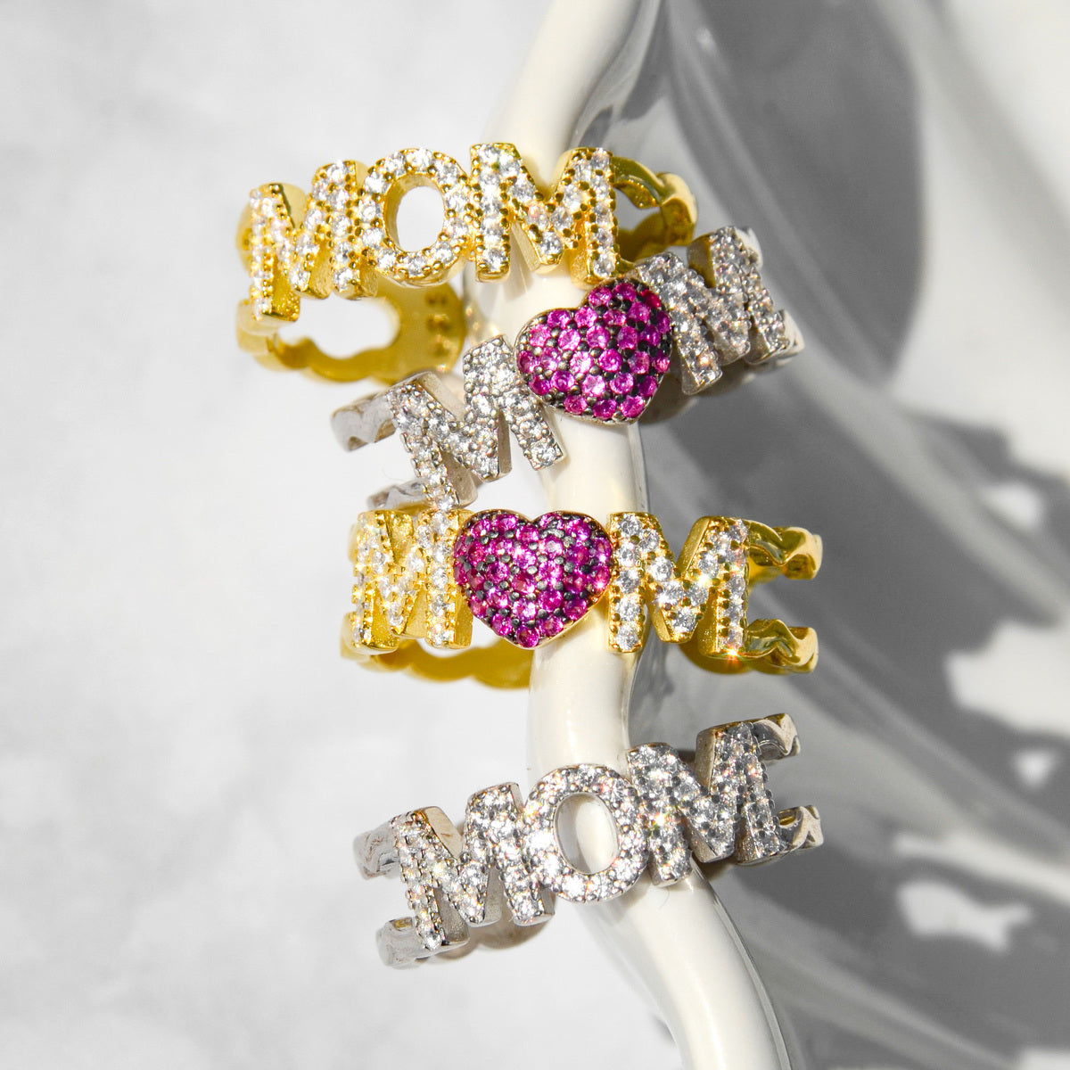 Mother's Day Gift Mom Love - Pave Crystal Mom Ring-Engravingift