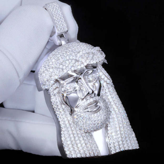 Christmas Gift Gift For Men Women Necklace Silver Moissanite Jesus In White Gold