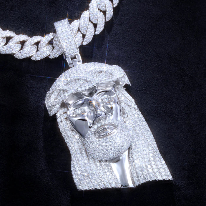 Christmas Gift Gift For Men Women Necklace Silver Moissanite Jesus In White Gold
