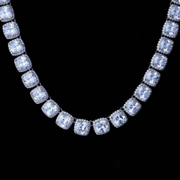 Father's Day Gift Glacier Clustered Tennis Cuban Chain in White Gold-Engravingift