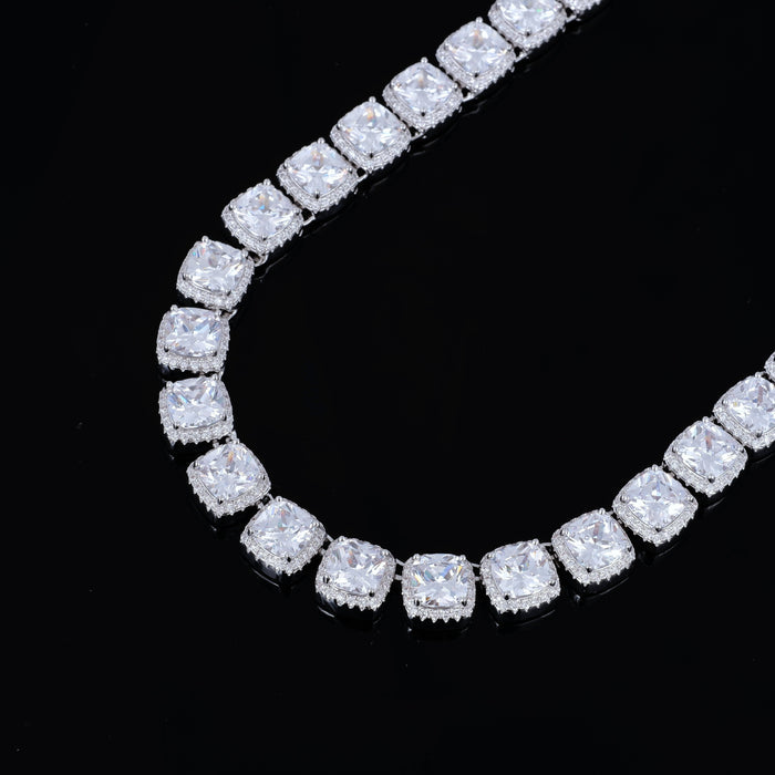 Father's Day Gift Glacier Clustered Tennis Cuban Chain in White Gold-Engravingift