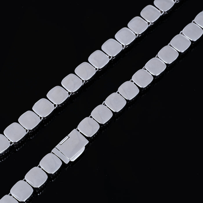 Father's Day Gift Glacier Clustered Tennis Cuban Chain in White Gold-Engravingift