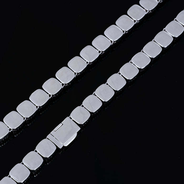 Father's Day Gift Glacier Clustered Tennis Cuban Chain in White Gold-Engravingift
