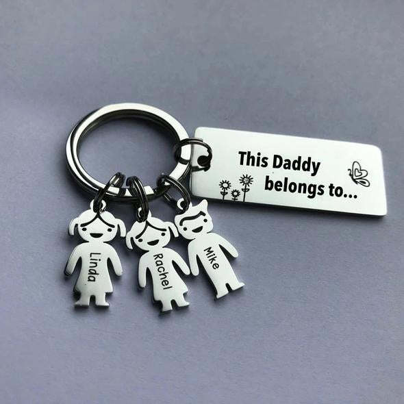 Father's Day Gift This Mummy Belongs to...Heart Keychain With Doll Child Pendants-Engravingift