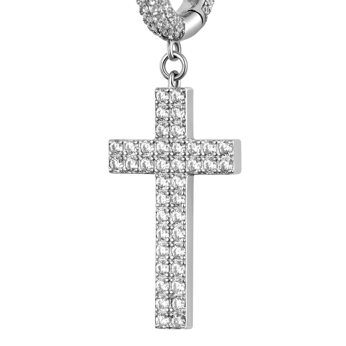 Father's Day Gift Cross Earring (with Two-Row Gems)-Engravingift