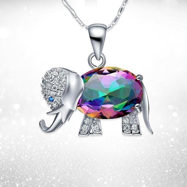 Mother's Day Gift Elefante Galaxy Gemstone Pendant Necklace-Engravingift