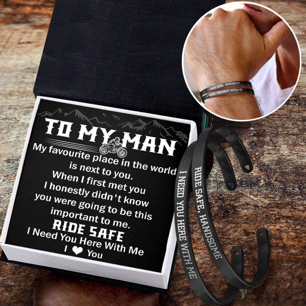Father's Day Gift To My Man - I Love You - Biker Couple Bracelets-Engravingift