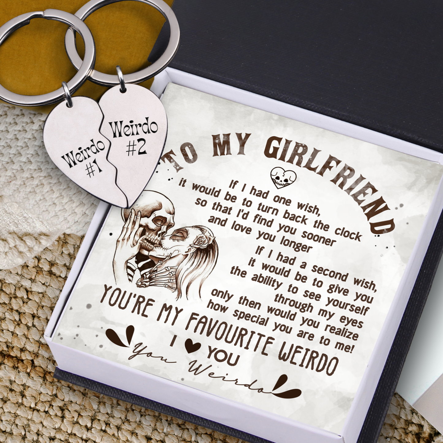 Mother's Day Gift Heart Puzzle Keychain - Skull - To My Girlfriend - How Special You Are To Me-Engravingift