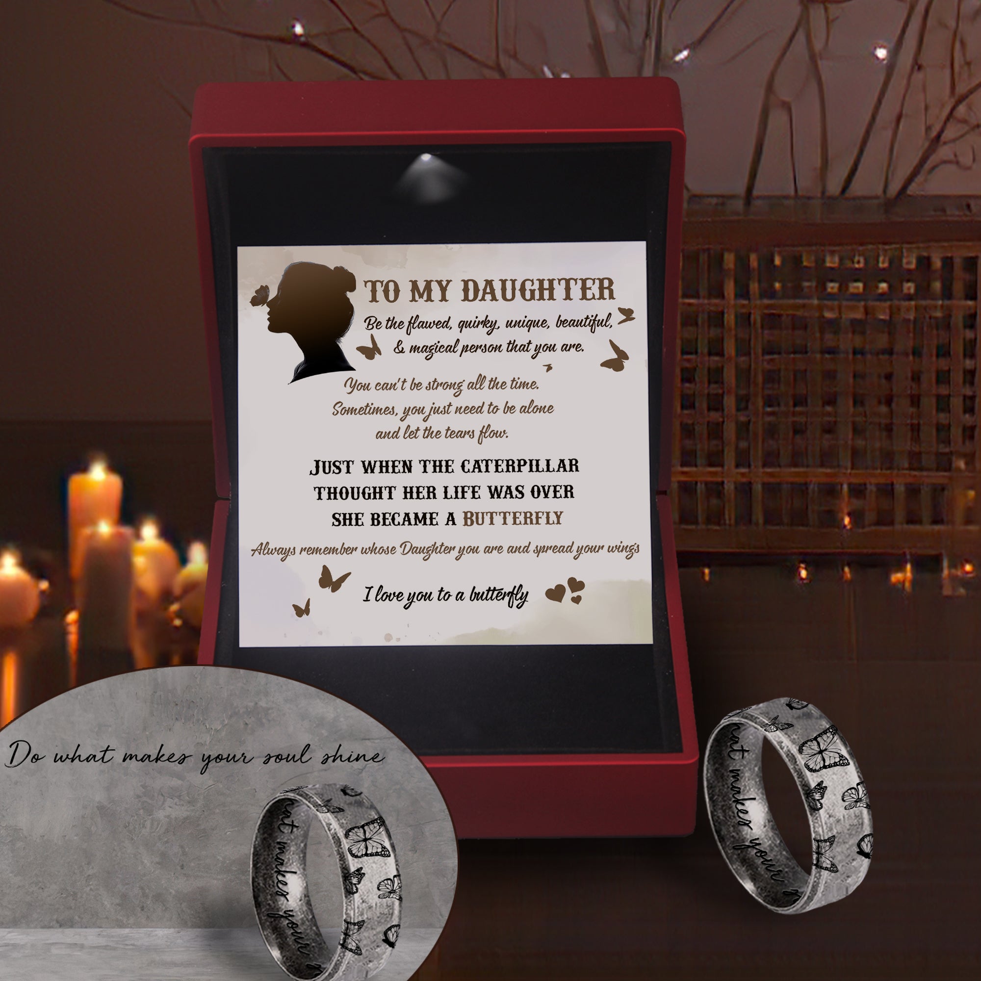 Mother's Day Gift Metal Butterfly Ring - Butterfly - To My Daughter - I Love You To A Butterfly-Engravingift