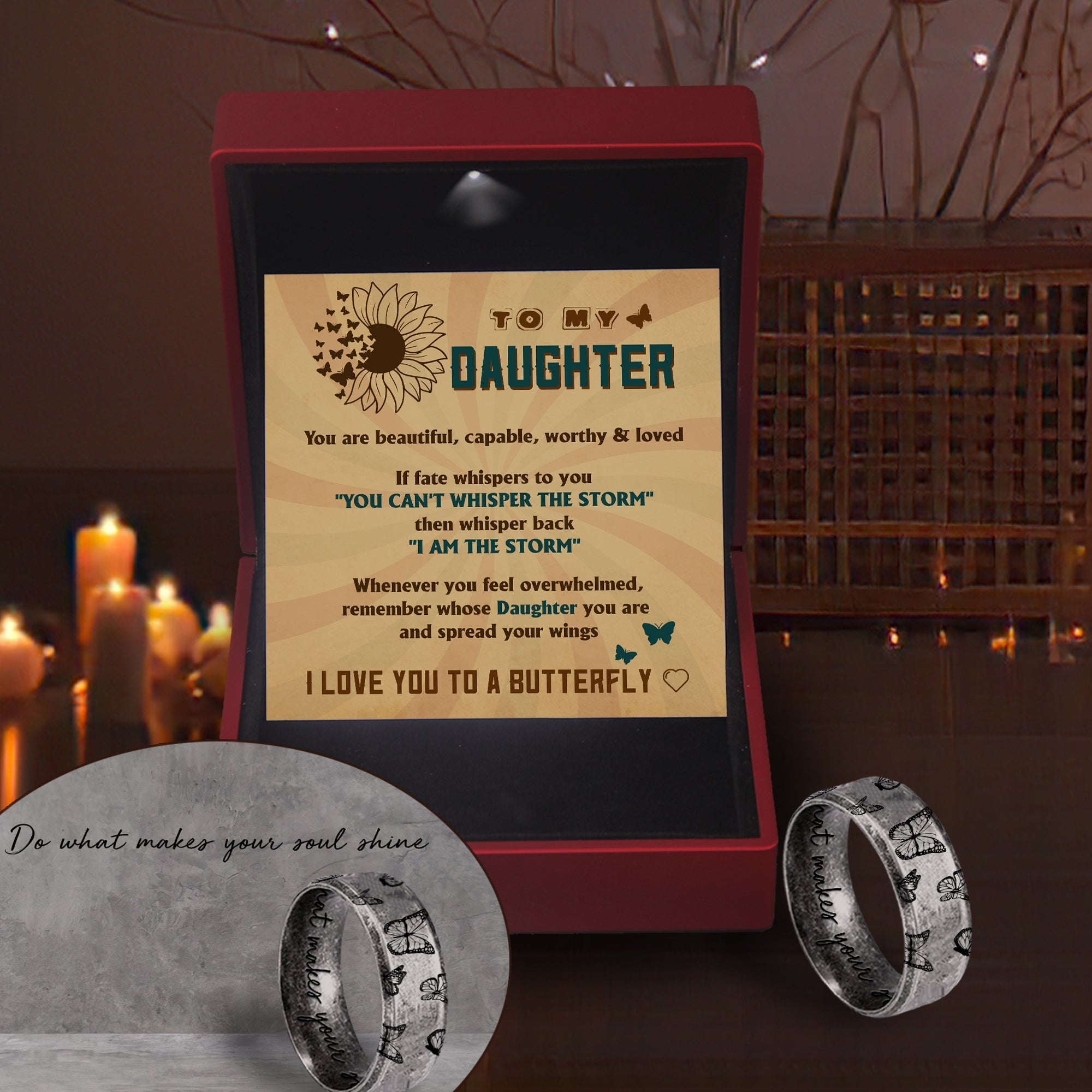 Mother's Day Gift Metal Butterfly Ring - Butterfly - To My Daughter - I Love You To A Butterfly-Engravingift