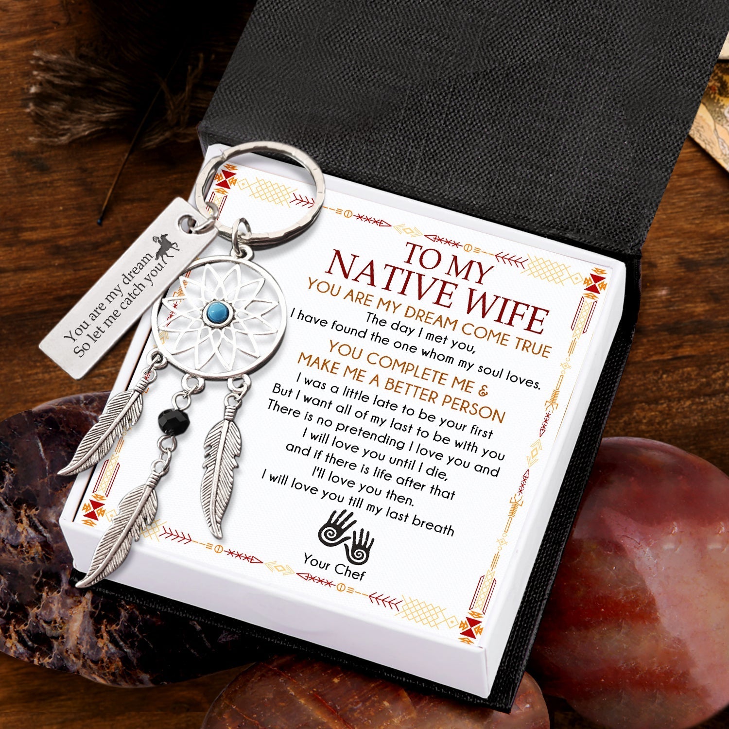 Mother's Day Dreamcatcher Keychain - Native American - To My Wife - I'll Love You Then-Engravingift