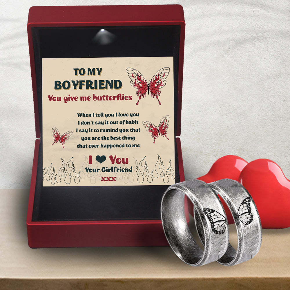 Mother's Day Gift Couple Ring - Butterfly - To My Boyfriend - I Love You-Engravingift