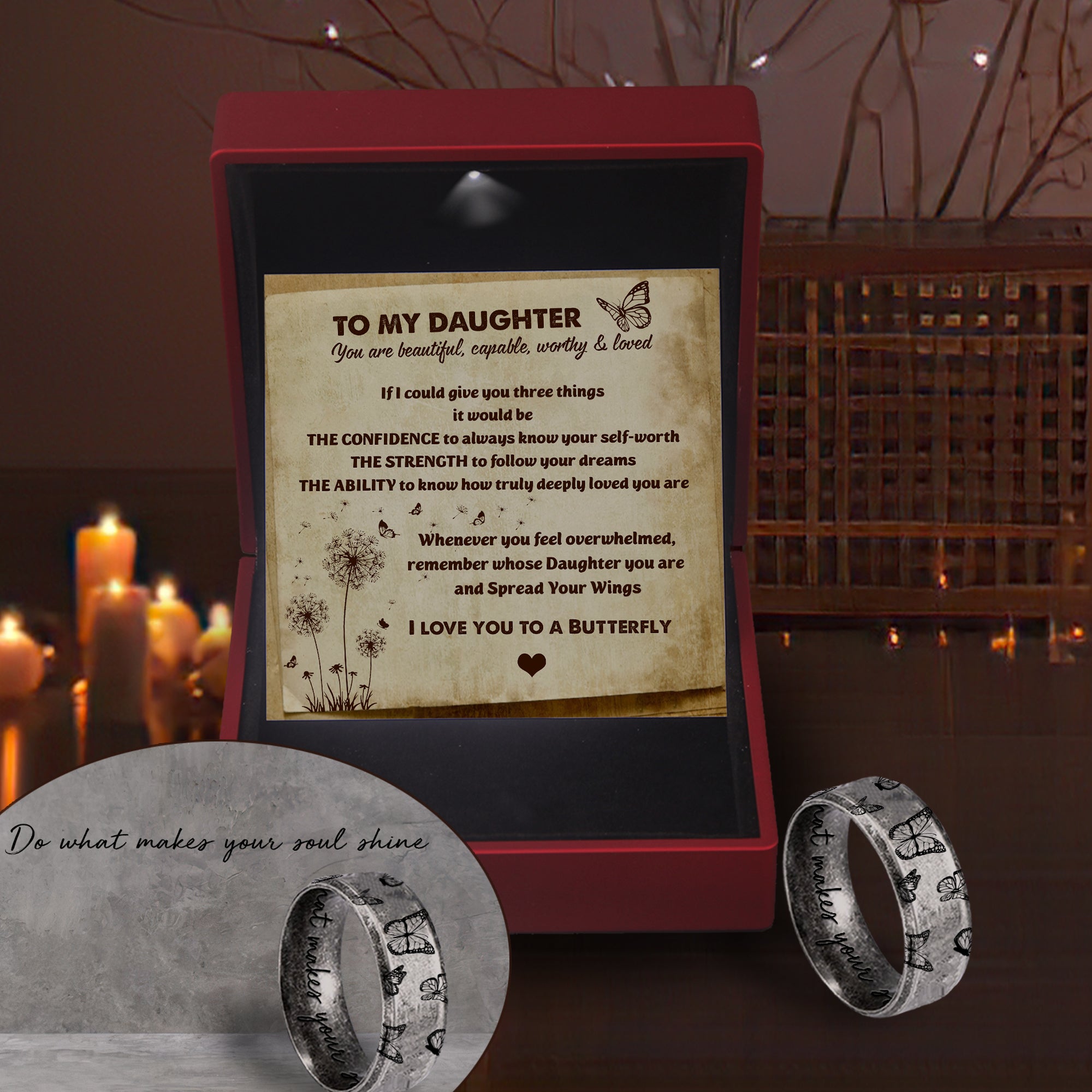 Mother's Day Gift Metal Butterfly Ring - Butterfly - To My Daughter - I Love You To A Butterfly-Engravingift