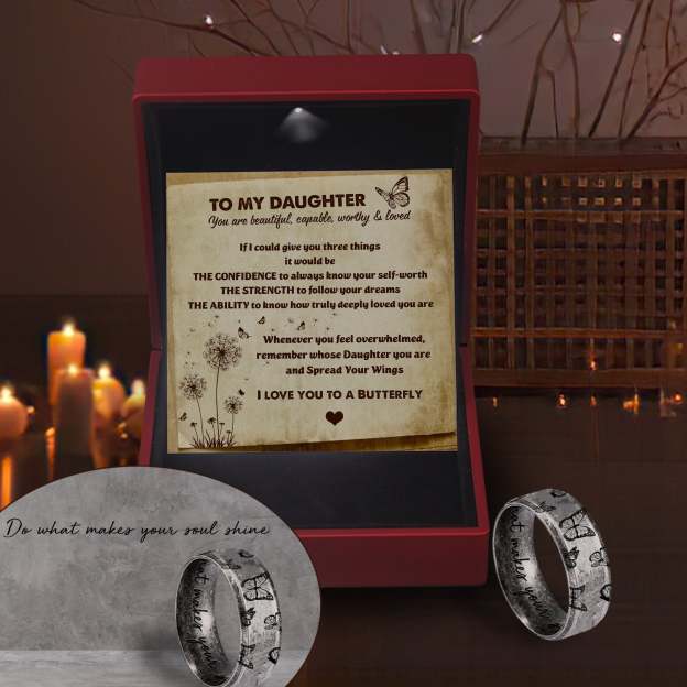 Mother's Day Gift Metal Butterfly Ring - Butterfly - To My Daughter - I Love You To A Butterfly-Engravingift