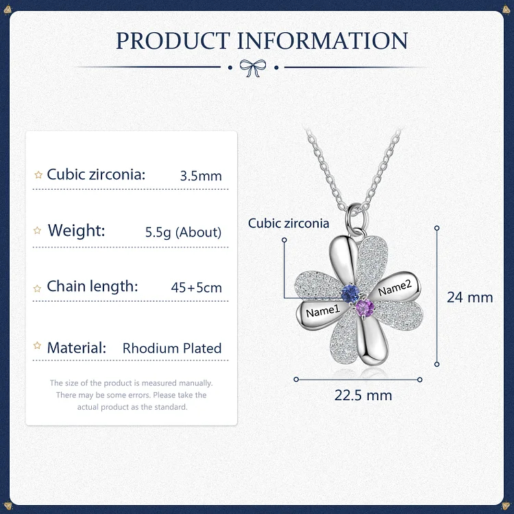 Four Leaf Clover Necklace With Custom Birthstones