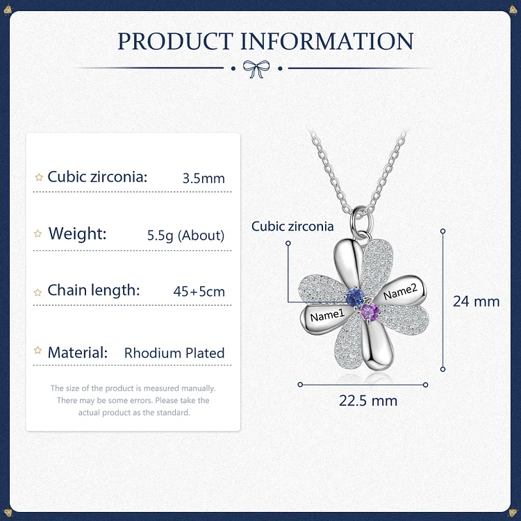 Four Leaf Clover Necklace With Custom Birthstones