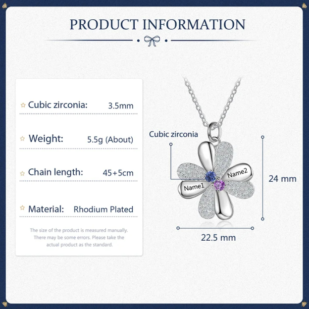 Four Leaf Clover Necklace With Custom Birthstones