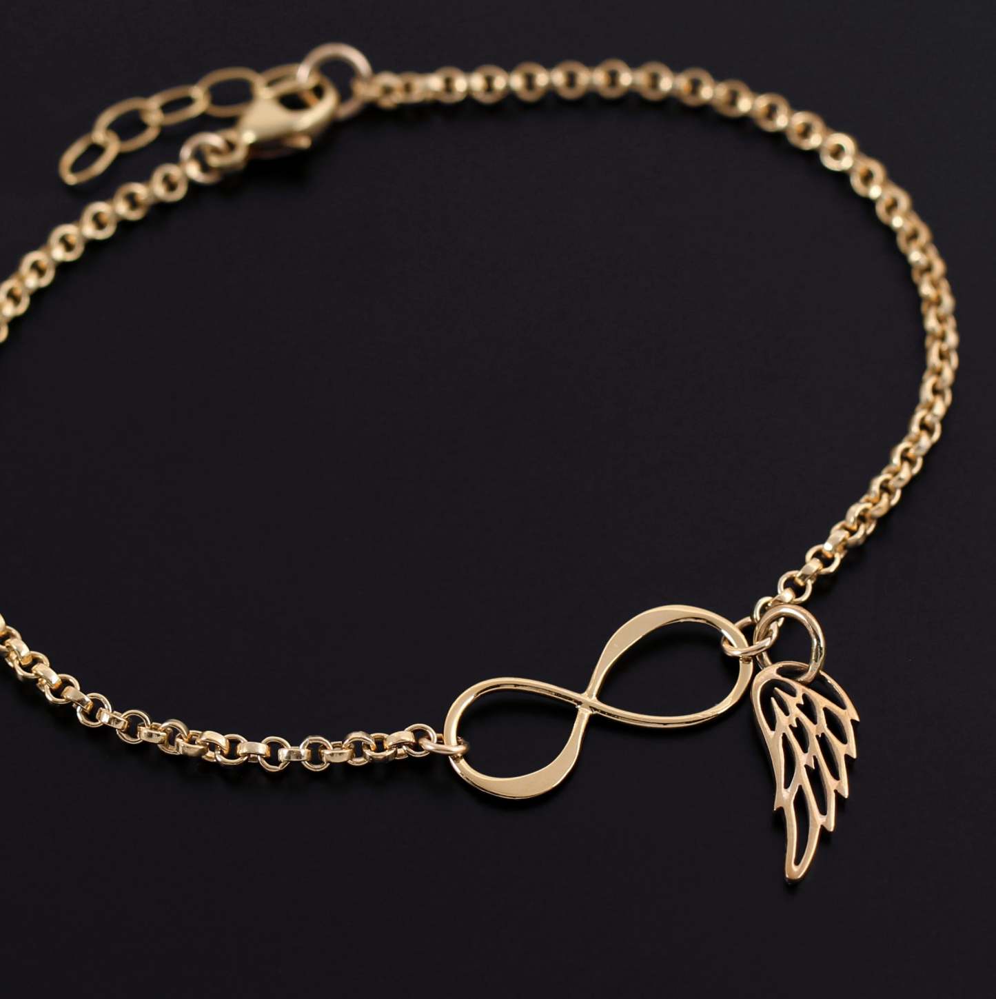 Mother's Day Gift Loss of Loved One Gift for Women Bracelet Infinity and Angel Wing Charm-Engravingift