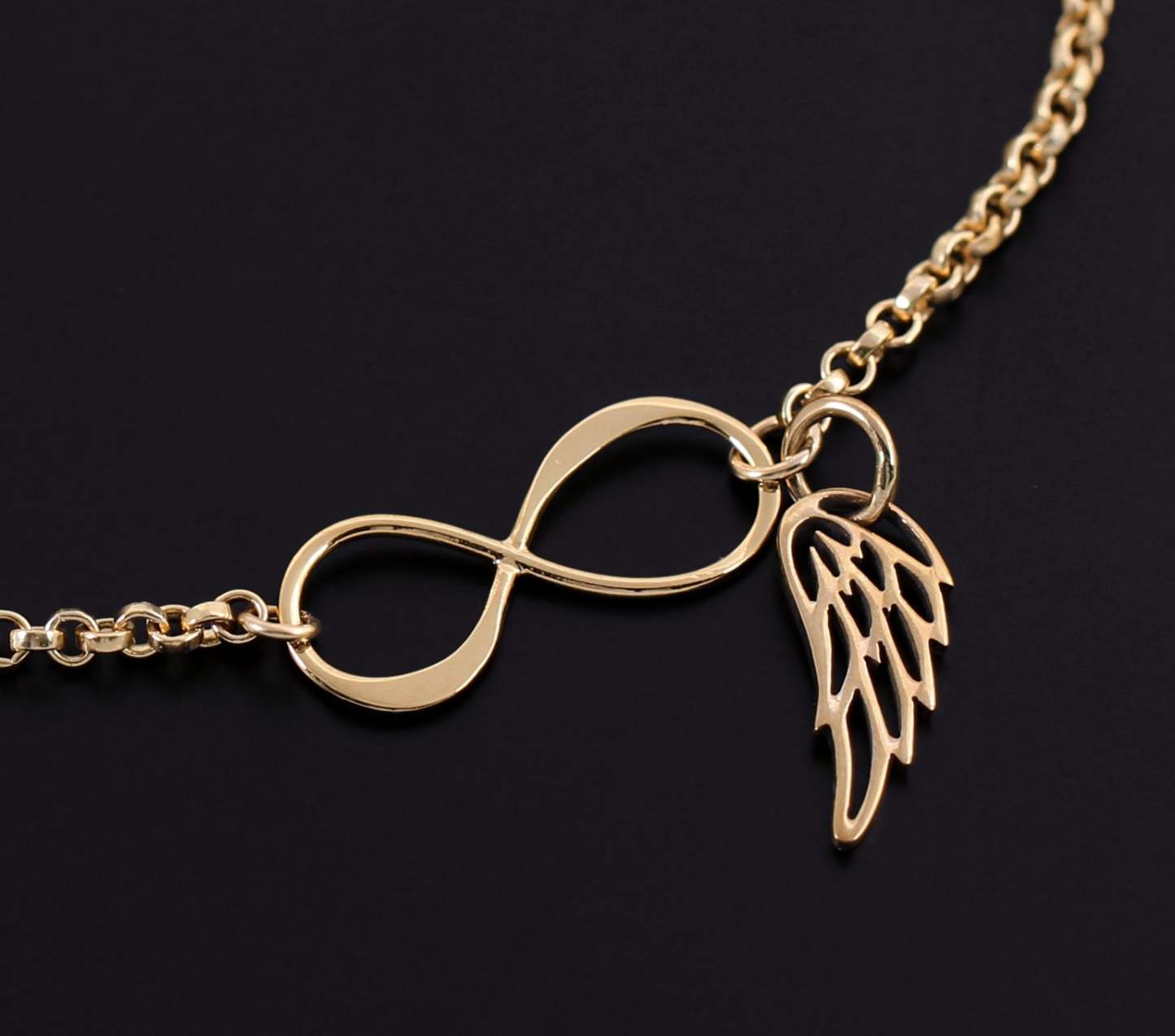 Mother's Day Gift Loss of Loved One Gift for Women Bracelet Infinity and Angel Wing Charm-Engravingift