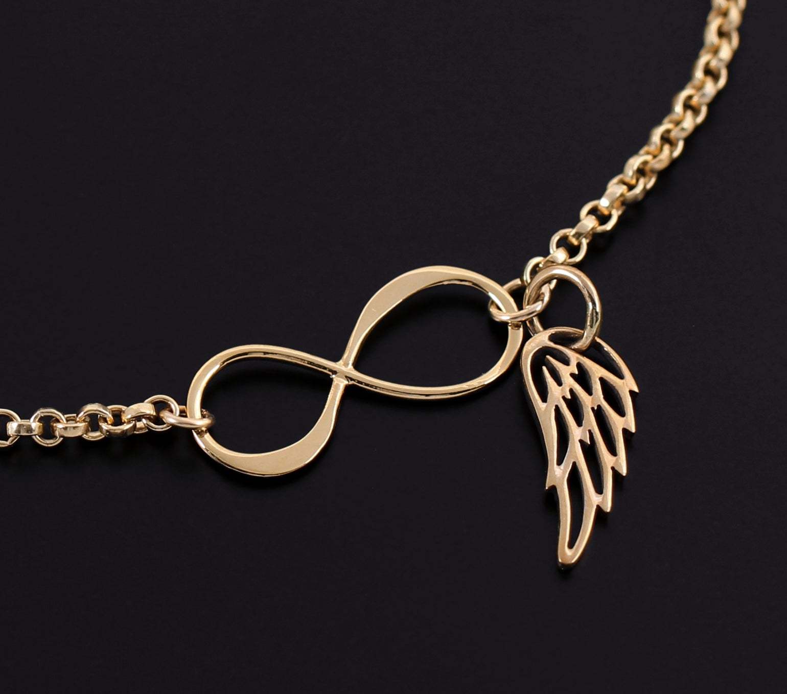 Mother's Day Gift Loss of Loved One Gift for Women Bracelet Infinity and Angel Wing Charm-Engravingift