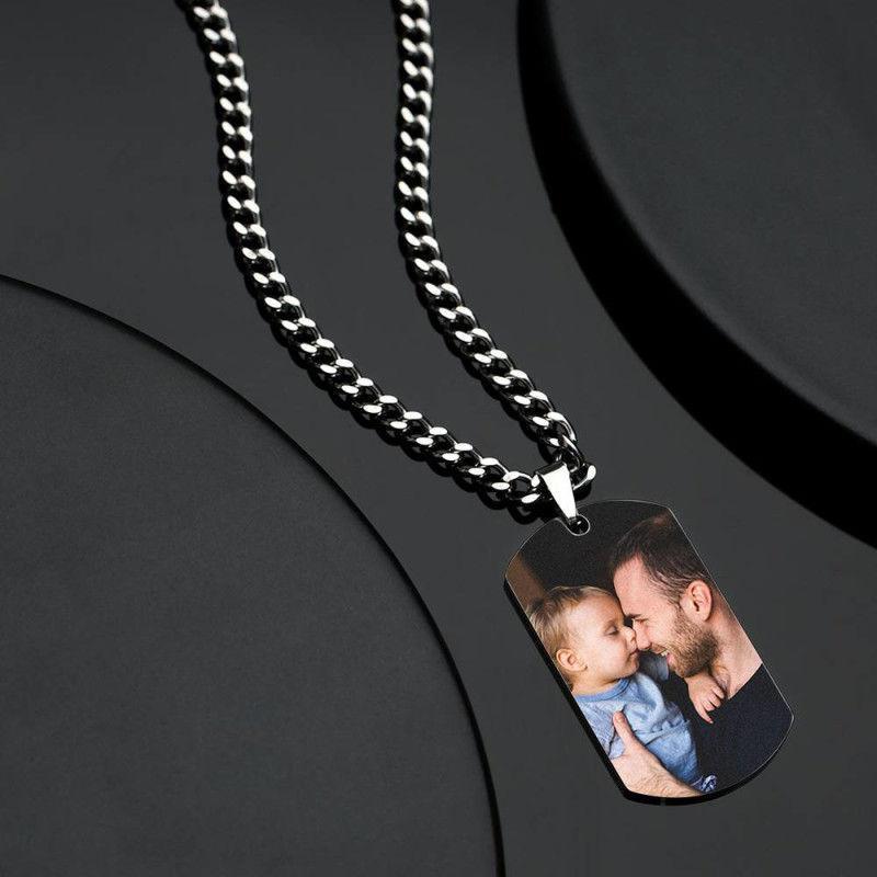 Christmas Gift Square Photo Necklace with Engraving